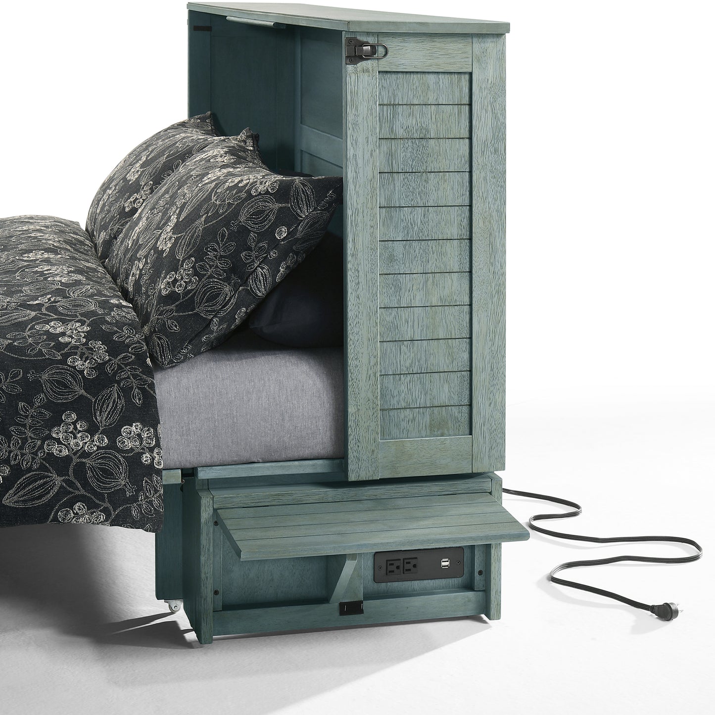 Poppy Murphy Cabinet Bed Antique Blue Finish
